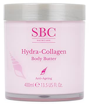 SBC Skincare - Bodylotion mit Meereskollagen - 400 ml - Nährt, Glättet und Belebt die Haut - Dickflüssig und Feuchtigkeitsspendend - Feuchtigkeitscreme für den Körper - Hydra-Collagen Body Butter