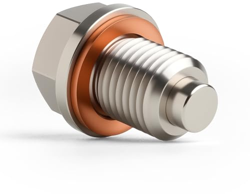 Tyfrozn M14 x 1.5 Magnetic Stainless Steel Oil Drain Plug Sump Drain Nut Bolt with Copper Gasket Crush Washer Compatible with Most Ford, GM, Hyundai, KIA and Accord, CRV, Civic, Pilot, Fit, Odyssey