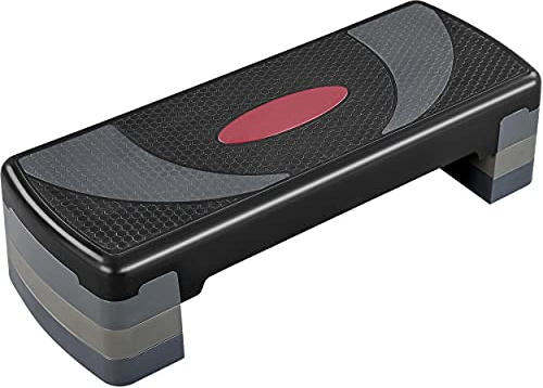 Yaheetech Step de Aeróbic para Fitness Stepper Fitness en Casa Tabla Plataforma Gimnasia 3 Altura Adjustable（10,5/15/20 cm),Carga Máxima de 250 kg,Gris