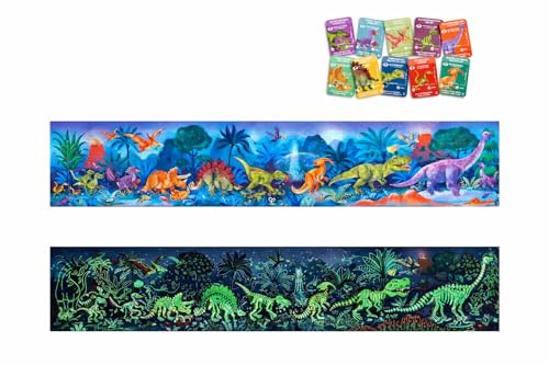 Hape im Dunkeln leuchtendes Puzzle - Dinosaurier, 200 Teile, Glow-in-the-Dark Holzpuzzle, Lernpuzzle mit Leuchteffekt, fördert Motorik, Logik & visuelle Wahrnehmungab, für Kinder ab 6 Jahre