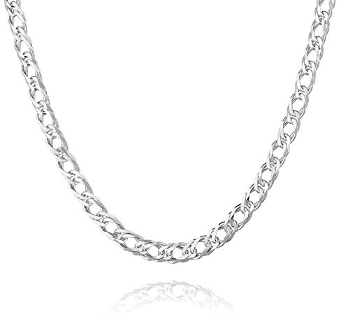 STERLL Collar De Hombre En Plata 925 Con Diseño De Cadena Doble Tipo Curb 65 cm