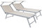 Coppia Di Lettini Prendisole Pieghevole Professionale In Alluminio Tettuccio Orientabile Tettino Parasole Sdraio Lettino Prendi Sole Mare Spiaggia Piscina Giardino 182 x 60 x 38 cm (Beige)