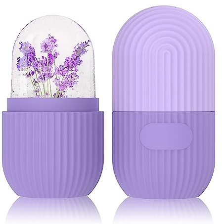 Facial Ice Roller, GeeRic Ice Roller Face/Eye/Neck Reusable Silicone Facial Skin Care Massager Tools for Relieve Puffiness, Brighten,Tighten Skin, Shrink Pores Purple Round