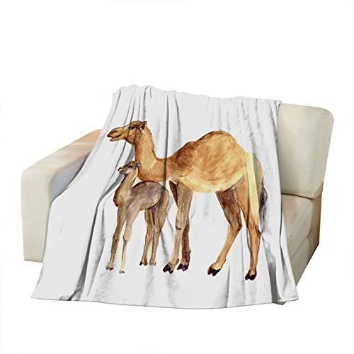 XLYYDS Couverture Polaire 130x150 cm Chameau, Couverture Flanelle Chameau 1 Personne, 3D Imprimée Plaid Polaire Doux Couvertures Chaude Plaid Canape Lit