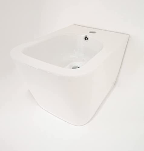 GT-LUX LX-1067 - Sanitari Sanitario Bidet Bide' Sospeso Senza Bordo Quadrato in Ceramica Bianco a Muro a Parete a Sospensione