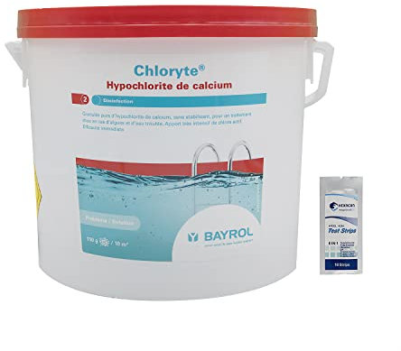 BAYROL CHLORYTE Granulés - 5kg | Chlore Choc Non Stabilisé - Désinfection Choc - Hypochlorite de Calcium à Dissolution Rapide + 10 Tests HPS OFFERTS 6 en 1