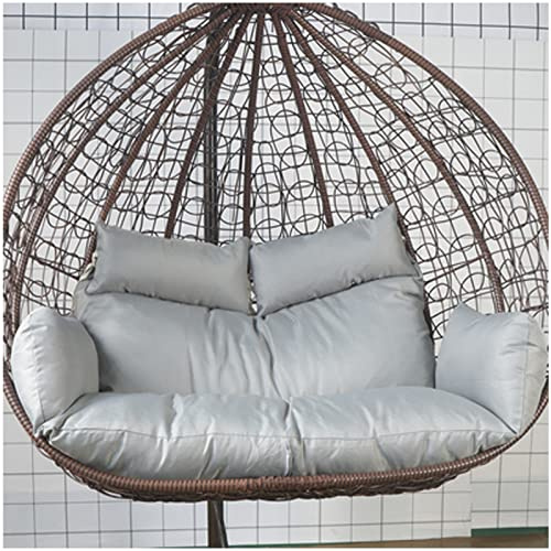 PJDDP Thicken Hanging Chair Cushion Double Removable Egg Nest Shaped Basket Cushion Replacement, Washable 2 Persons Seater Wicker Rattan Swing Seat Pads for Patio Garden,Grey