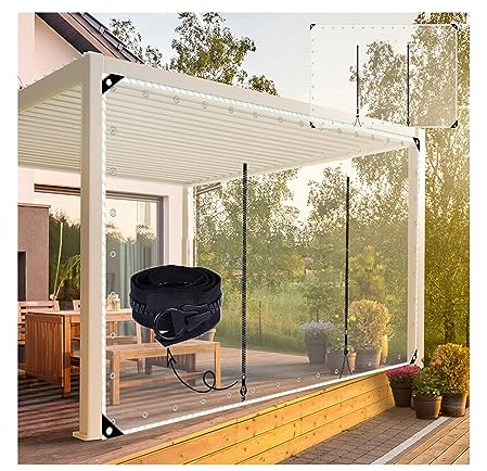 ZXCVBNAS Pavillon Planen Seitenteile Mit Reißverschluss Tür，wasserdicht, transparente Planen mit Ösen mit Reißverschluss, for Carports, Pavillons,Vordächer,Gärten,Wettervorhang(H2xW3m/H6.5xW9.8ft)