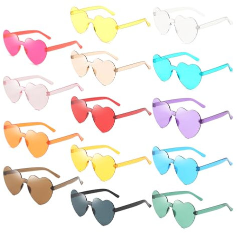 Mezzar Occhiali da Sole a Cuore, 14 Paia Occhiali da Festa Occhiali Divertenti Occhiali Colorate per Gadget Matrimonio Feste Addio al Nubilato Bomboniere Photo Booth Puntelli