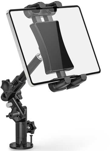 Supporto per Tablet da Camion, con Braccio Lungo in Metallo Robusto a 3 Sezioni, Supporto da Parete Regolabile a 360 Gradi per Camion/ Camper, Compatibile con Tablet e Telefoni da 4,7-12,9 Pollici