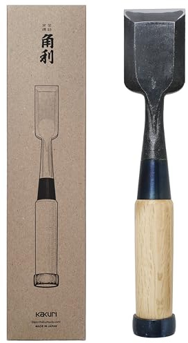 KAKURI Cincel de madera japonés para carpintería de 42 mm, fabricado en Japón, cincel de madera profesional Oire Nomi (forjado a mano), hoja de acero blanco japonés n.º 2, mango de madera de roble