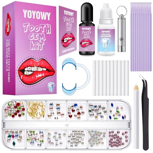 YOYOWY Tooth Gem Kit,Teeth Jewelry Kit with Glue and Light,Tooth Gems Kit for Teeth,Professional DIY Tooth Gem Kit,Fashionable Crystal for Teeth Sweet Smile Gems