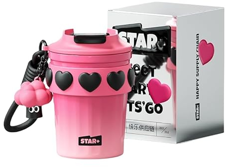 Reisebecher aus 316 Edelstahl, keramikbeschichtetes Innenfutter, 380 ml, vakuumisolierter Kaffeebecher mit Trinkdeckel, perfekt, um Getränke heiß oder kalt zu halten (Rosa)