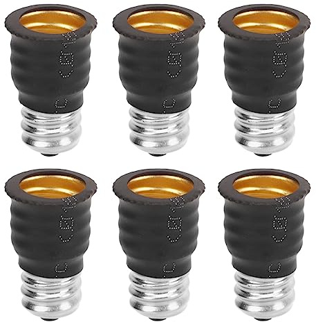 Lot de 6 adaptateurs E12 vers E14 pour garage, chambre, salon, cuisine, couloir (noir)