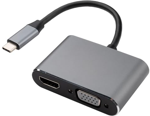 Leehitech USB C auf HDTV VGA Adapter mit 4K HDTV, 1080P VGA, PD 100 W, 5 Gbit/s USB 3.0 Adapter, Typ-C auf 4 in 1 Multifunktions Hub für Chromebook M3、MacBook Air 2018/2019/2020、Galaxy S21/21+