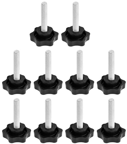Lot de 10 vis à poignée étoile - Vis avec poignée M6 x 30 mm - Vis à étoile - Vis à ailettes M6 - Vis moletée - Écrou à poignée étoile - Bouton de serrage à tête étoile - Bouton de serrage pour