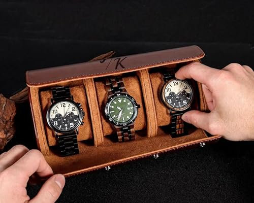 TPFOON 5 Farben Gravierte Uhrenbox, Personalisierte PU Leder Uhrenbox - Individuelle Uhrenbox Für Männer, Geschenk Für Ihn, 5 Farben Gravierte Groomsman Uhrenbox, Einzigartiges Vatergeschenk