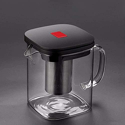 CAFIEDR Teiera in Vetro Semplice e Creativa, in borosilicato Trasparente, con Filtro per infusore in Acciaio Inossidabile 304, 600 ml,