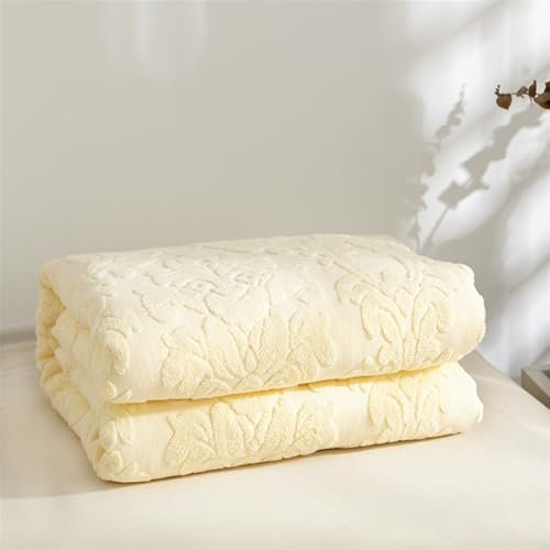 Lifup Kuscheldecke Flauschig Decke, Weiche Baumwolldecke, Vielseitige Wohndecke für Sofa, Tagesdecke, und Couch Gelb 180 x 220 cm