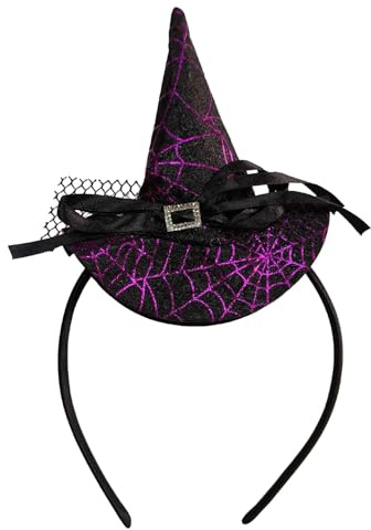 Halloween Kopfschmuck Kinder, Haarreif Hexe, Halloween Kopfschmuck Damen, Haarreif Halloween, Hexenhut Haarreif, Halloween Kopfschmuck, Halloween Haarreif Kinder, für Halloween Fasching Party (Lila)