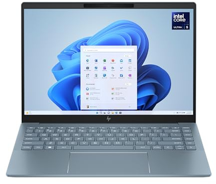 HP Pavilon Plus 14-ew1000sf Ordinateur Portable 14 2.8K OLED 120 Hz, PC Portable (Intel Core Ultra 5 125H, RAM 16 Go, SSD 512 Go, Intel Arc Graphics, Windows 11), Laptop Bleu, Clavier AZERTY