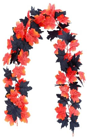 JQGADL Herbstdeko Hängepflanze,Herbstgirlande Künstliche Herbst Girlande,Herbstblätter Girlande Ahornblätter,für Zuhause,Küche, Kamin,Treppen,Wand,Draußen,Fenster(Size:B)