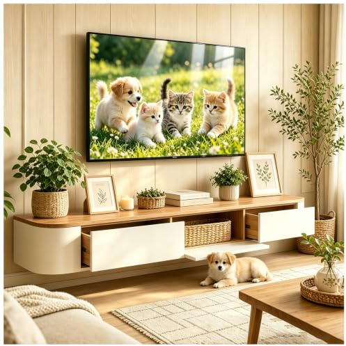 KSYGINXD Floating TV Unit, Wall Mounted TV Cabinet, Standing Or Hanging TV Lowboard, Entertainment Center TV Media Console, For Living Room & Office(Brown,180x24x20cm)