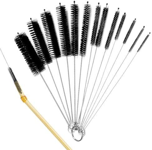 Strohreiniger-Bürsten-Set – Flaschenbürsten-Set, feine Flaschen-Reinigungsbürste, Edelstahl-Strohhalmbürste, feines Bürsten-Set, Wiederverwendbare Strohhalmbürste, Pfeifenreiniger-Bürste, kleine