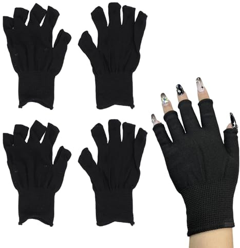 2 Pares de Guantes para Lámpara de Uñas, Guantes de Protección UV, Guantes sin Dedos para Luz de Uñas, Guantes Transpirables para Luz de Uñas para Manicura en el Hogar