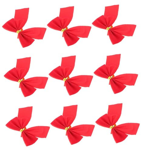 BUGUUYO Weihnachtsschleifen 12 Stück Samt Schleifen Rot 5x6cm Hängende Weihnachtsbaumdekoration Christbaumschmuck
