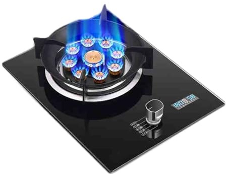 1 Cuisinière À Gaz, Cuisinière De Conversion Gaz Naturel/gaz Liquéfié 5,2 KW,brûleur En Cuivre Moulé En Verre Trempé, Cuisinière À Gaz De Bureau/intégrée Avec Protection Contre Extinction Et Minuterie