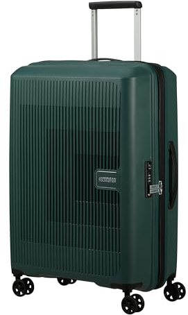 American Tourister Aerostep - Spinner M, Erweiterbarer Koffer, 67 cm, 66.5/72.5 L, Grün (Dark Forest)
