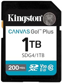 Kingston Canvas Go Plus SDXC Memory Card Gen4 200MB/s C10 UHS-I U3 V30 1TB-SDG4/1TB