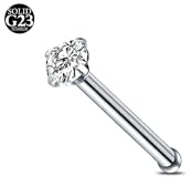 AceFun Nasenpiercing Titan für Frauen Männer 1.5mm 2mm 2.5mm 3mm Diamant L förmige Nase Stud 1 Stück G23 Titanium Stahl Nase Piercing Nostril Piercing Schmuck mit kubischem Zirkonoxid