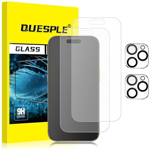 QUESPLE Matt Panzerglas für iPhone 14 Pro Max mit Kamera Schutz, Anti-Fingerabdruck, Blendschutz Matte Schutzfolie, Anti-Kratzen, Ultra-klar Gehärtetem Glas Displayschutzfolie, 2+2 Stück