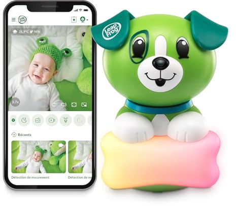 LeapFrog LF2911 Scout Connected Baby Monitor, WI-FI, FHD 1080p, Free App Remote Access, Rotate-Tilt-Zoom, 2-Way Audio, Colour Night Light, Infrared, Melodies, Sound/Motion Alerts