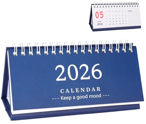 Calendario da tavolo anno scolastico 2025/2026, calendario da tavolo 2025, agenda orizzontale settimanale 2025-2026, portafortuna 2025, portafortuna Capodanno, carta per ufficio, casa, scuola (blu)
