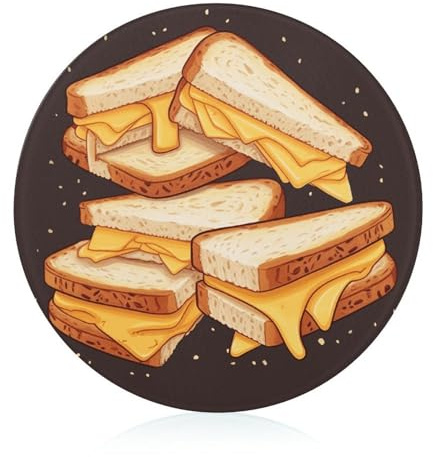 Tabla de cortar de vidrio de 8 x 8 pulgadas, tabla de cortar de sándwiches de queso con pies antideslizantes, tablas de cortar redondas para cocina, resistentes al calor, pequeñas tablas de cortar