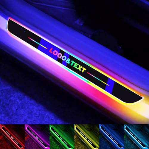 Battitacco a LED personalizzati per portiera dell'auto magnetici, logo o testo personalizzato, adatti per il 99% dei modelli di auto, battitacco a LED Pro senza installazione richiesta, wireless con