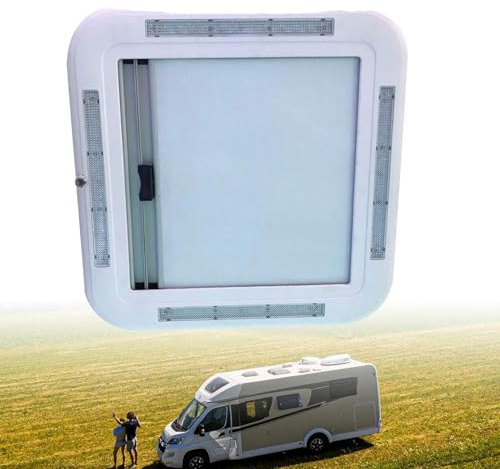 UORDBY Large Caravan RV Skylight,RV Caravan Roof Vent Hatch,Aluminum Alloy Skylight Window,LED Skylight,Camper Roof Window Vent Kit,for RV Caravan Motorhome 500 * 500mm