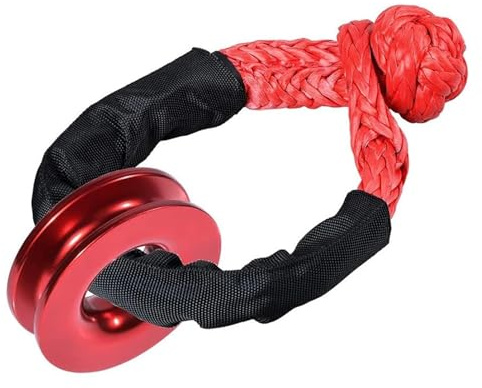 Cuerda De Cabrestante De Grillete Sintético De 1/2 Pulgadas + Anillo De Recuperación For ATV UTV SUV Todoterreno Remolque Camión Barco Rojo Marino