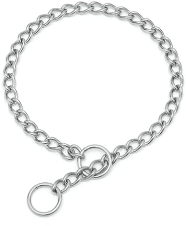 Kettenhalsband für Hunde, Edelstahl, strapazierfähig, Training, Metall, Schlupfhalsband für mittelgroße und große Rassen, Jungen, Mädchen, Silber, Größe M