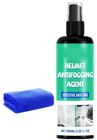 Anti Fog for Motorcycle Helmet Visor | 100ml Lens Cleaner Spray | 7cm Streak-Free Helmet Polish Coating | for Instant Fog Removal Safe Clear Visibility Goggles Football Hockey Rain Sports