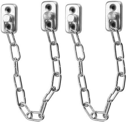 Ipetboom Lot de 2 Verrous de Sécurité pour Fenêtres en Acier Inoxydable Argenté Limiteur de Fenêtre Chaîne de Sécurité Verrou Domestique pour Chutes et Intrusions Adapté pour Maison et
