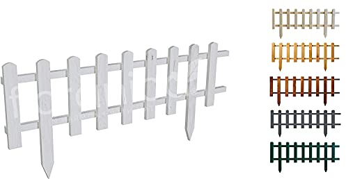 Floranica Beeteinfassung Steckzaun Zierzaun 40 cm x 100 cm Weiß Gartenzaun aus Holz Dekozaun Lattenzaun Rasenkante imprägniert Umzäunung für Garten Wege Beeten