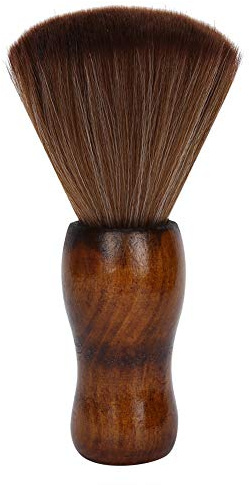 Balais à Cou, Brosse Plumeau Coiffeur, Brosse de Nettoyage Professionnelle de Coiffeur, Brosse de Coupe de Cheveux Douce, Brosse à épousseter pour le Visage, avec Manche en Bois