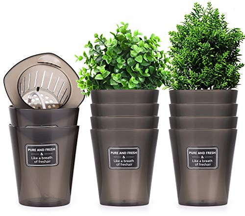 Herefun 10 Stück Blumentopf Selbstbewässernd, 12X11X7.8cm Kräutertopf Küche, Blumentopf mit Bewässerungssystem, Wasserspeicher Pflanzentopf für Innen Balkon Garten