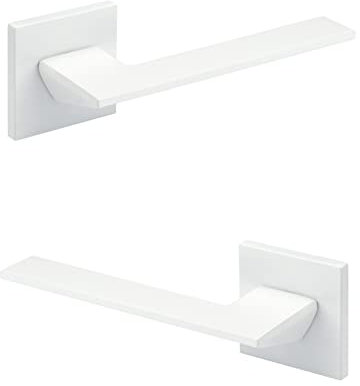 HEXIM Türgarnitur, Zimmer Türgriff WC/Bad Aluminium matt in 4 Farben - Ricardo Borelli Q01 (Türklinke, weiß) Türbeschläge Innentüren door handle