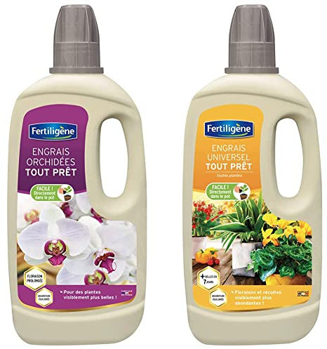 Fertiligène Engrais Orchidées Tout Prêt, 1L & Engrais Universel Tout Prêt, 1L