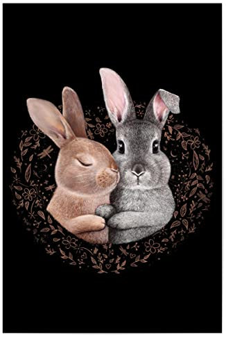artboxONE Poster 120x80 cm Floral Hasenliebe hochwertiger Design Kunstdruck - Bild ostern blumen blätter